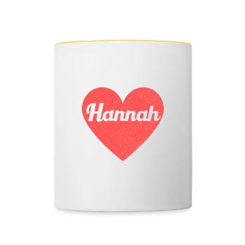 Hannah Name Rotes Herz Liebe Fan Retro - Tasse zweifarbig - Weiß/Gelb - Vorne