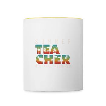 Teacher Summer Recharge Required Beach Vacation - Contrasting Mug - white/yellow - Front