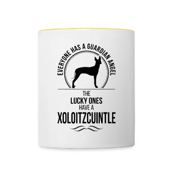 XOLOITZCUINTLE Guardian Angel Spruch Wilsigns - Tasse zweifarbig - Weiß/Gelb - Vorne