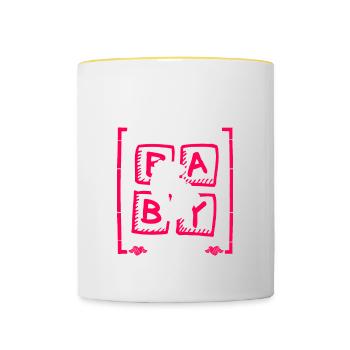 Grunkle Thinks It's a Girl Gender Reveal Funny - Contrasting Mug - white/yellow - Front
