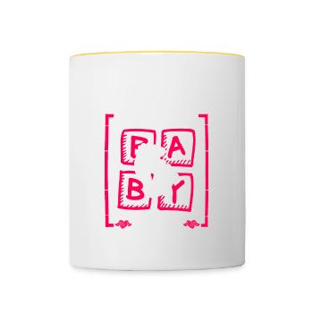 Grandmamma Thinks It's a Girl Gender Reveal Funny - Contrasting Mug - white/yellow - Front