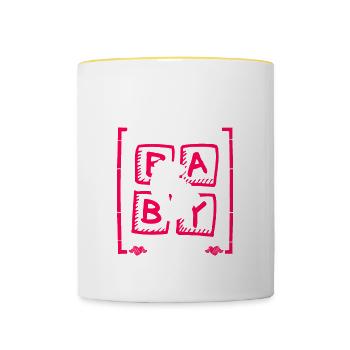 Forefather Thinks It's a Girl Gender Reveal Funny - Contrasting Mug - white/yellow - Front