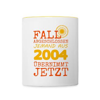 Jahr 2004 - Tasse zweifarbig - Weiß/Gelb - Vorne
