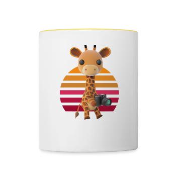 Photographier Safari Girafe - Mug contrasté - blanc/jaune - Devant