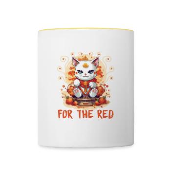 Chat porte-bonheur du Nouvel An chinois juste ici pour le - Mug contrasté - blanc/jaune - Devant