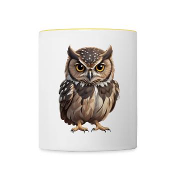 Young brown owl - Contrasting Mug - white/yellow - Front