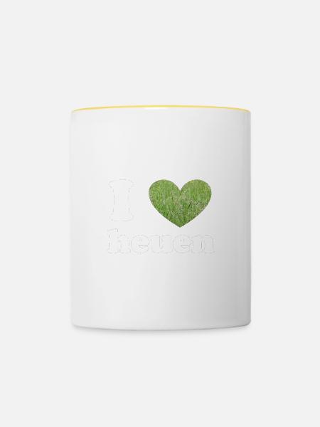 I love Heuen - Tasse zweifarbig - Weiß/Gelb