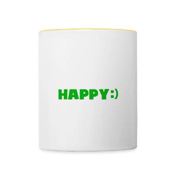 Fast Internet makes me happy - Quickly happy - Contrasting Mug - white/yellow - Front