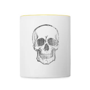Crâne Os Crâne Tête de Pirate - Mug contrasté - blanc/jaune - Devant