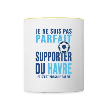 supporter foot le havre humour football du havre - Mug contrasté - blanc/jaune - Devant