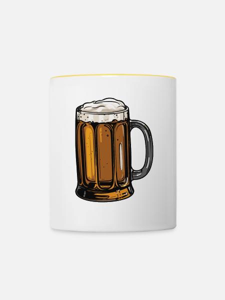 Bierkrug Bier Malz Symbol - Tasse zweifarbig - Weiß/Gelb