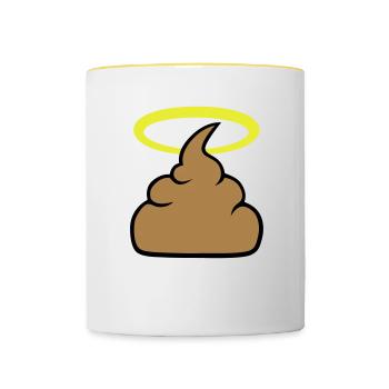 Holy Shit - Tasse zweifarbig - Weiß/Gelb - Vorne