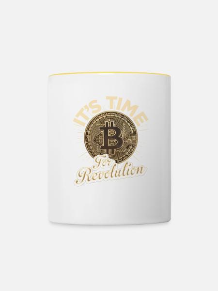 Bitcoin - Revolution - Tasse zweifarbig - Weiß/Gelb