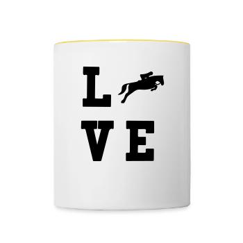 Équitation - Mug contrasté - blanc/jaune - Devant