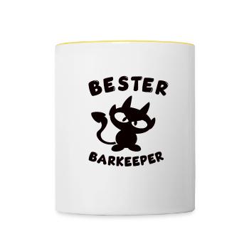 cooles bester Barkeeper Design - Tasse zweifarbig - Weiß/Gelb - Vorne