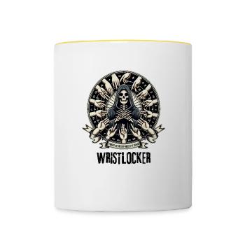 Wristlocker – Der Griff des Todes - Tasse zweifarbig - Weiß/Gelb - Vorne