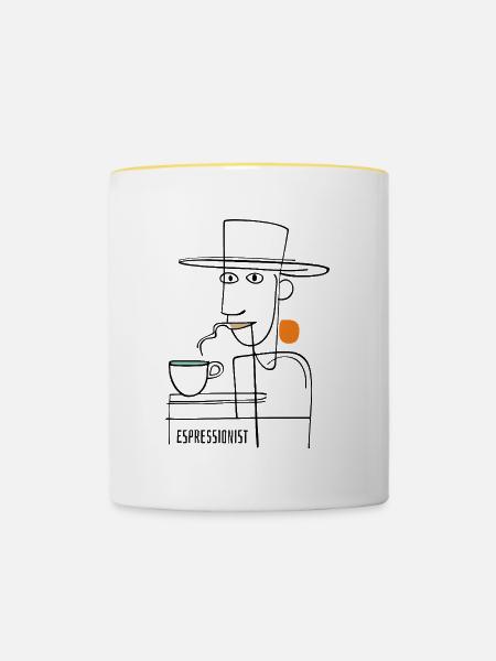 Espressionist - Espresso - Kaffee trinken - Tasse zweifarbig - Weiß/Gelb