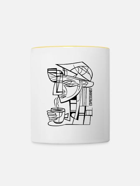 Espressionist - Espresso - Expressionismus - Tasse zweifarbig - Weiß/Gelb