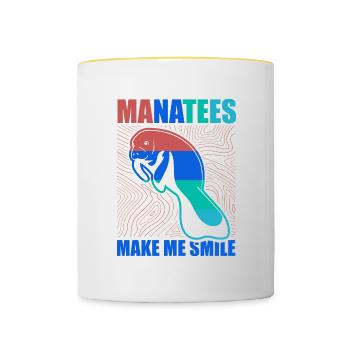 Cute Manatee Ironic Saying Sea Animal Wildlife - Contrasting Mug - white/yellow - Front