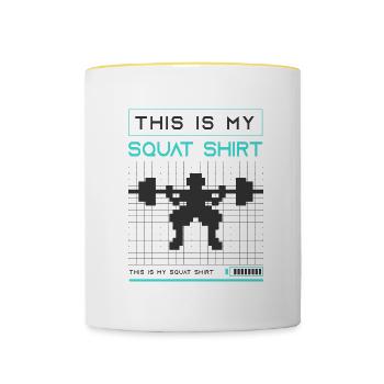 Kniebeugen Powerlifter Gewichtheben Barell Gym - Tasse zweifarbig - Weiß/Gelb - Vorne