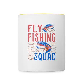 Escouade de pêche à la mouche Pêcheur - Mug contrasté - blanc/jaune - Devant