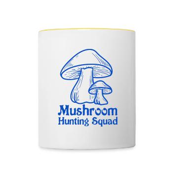 Hunting Mushrooms Nature Vegetables Food - Contrasting Mug - white/yellow - Front
