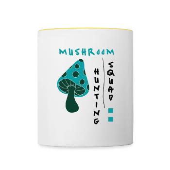 Healthy Mushrooms Nature Wildlife Mushroom Hunter - Contrasting Mug - white/yellow - Front