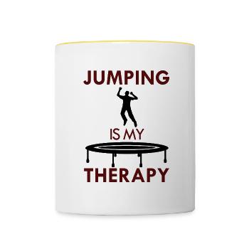 Jumping as Therapy Trampoline Jumper - Contrasting Mug - white/yellow - Front