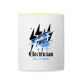 Circuits de tension des artisans électriciens - Mug contrasté - blanc/jaune - Devant