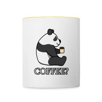 Ironic Panda Coffee Work Monday Office - Contrasting Mug - white/yellow - Front