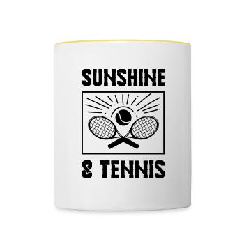 Joueur de tennis d'été Sports de balle Hobby - Mug contrasté - blanc/jaune - Devant