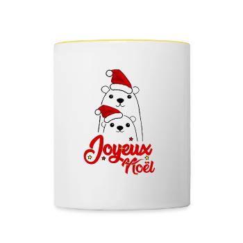 Joyeux Noel Noël fêter noël - Mug contrasté - blanc/jaune - Devant