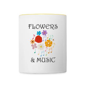 Flowers and Music Notes Musician Florist Hobby - Contrasting Mug - white/yellow - Front