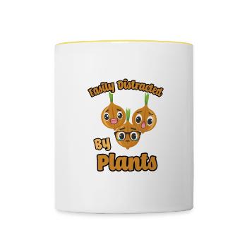 Ablenkt von Pflanzen Naturgärtner Hobbygärtner - Tasse zweifarbig - Weiß/Gelb - Vorne