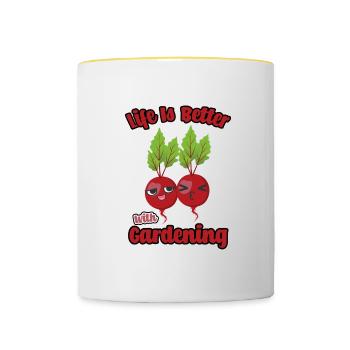 Life With Gardening Hobby Gardener Retirement - Contrasting Mug - white/yellow - Front
