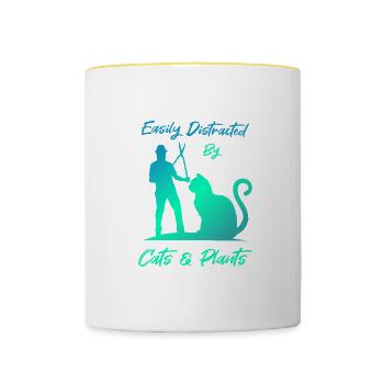 Ablenkt von Katzen und Pflanzen Cute Kitty - Tasse zweifarbig - Weiß/Gelb - Vorne