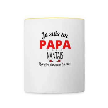 Papa NANTAIS - Mug contrasté - blanc/jaune - Devant