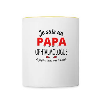 Papa OPHTALMOLOGUE - Mug contrasté - blanc/jaune - Devant
