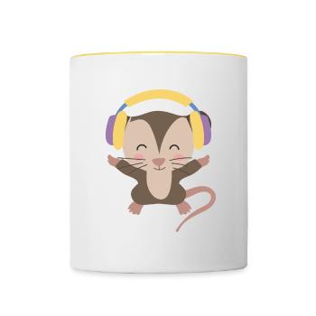 Casque pour musicien Opossum Listening Music Notes - Mug contrasté - blanc/jaune - Devant