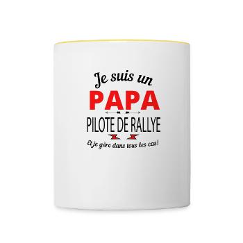Papa PILOTE DE RALLYE - Mug contrasté - blanc/jaune - Devant