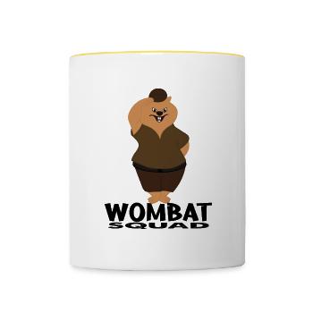 Cute Forest Animals Wildlife Wombat - Contrasting Mug - white/yellow - Front