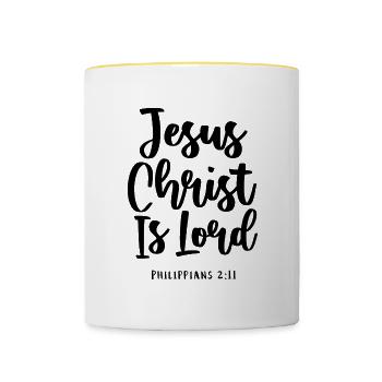 Jésus est Seigneur Philippiens, verset biblique, - Mug contrasté - blanc/jaune - Devant