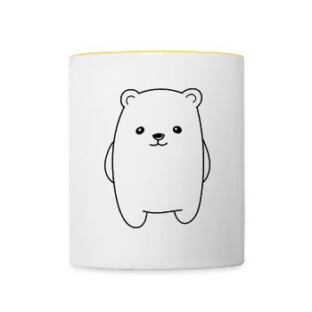 Cute Puristic Bear Design Silhouette Wildlife - Contrasting Mug - white/yellow - Front