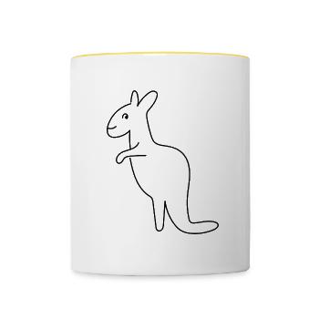 Kangaroo Cute Drawing Sketch Wildlife Safari - Contrasting Mug - white/yellow - Front