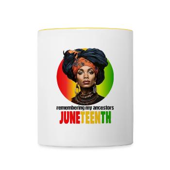 remembering my ancestors JUNETEENTH - Contrasting Mug - white/yellow - Front