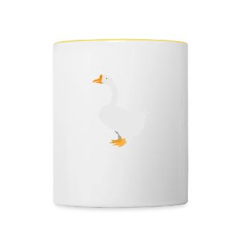 Weiße Gans stehend - Tasse zweifarbig - Weiß/Gelb - Vorne