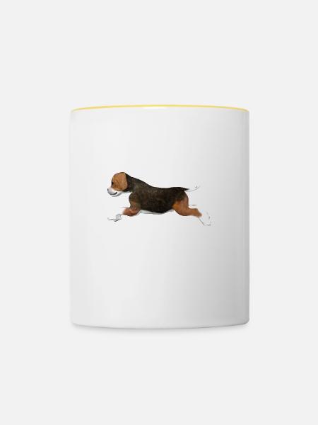 Beagle Welpe - Tasse zweifarbig - Weiß/Gelb