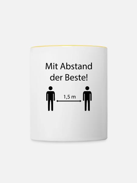Mit Abstand der Beste - Tasse zweifarbig - Weiß/Gelb