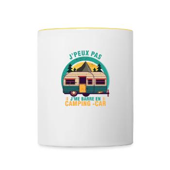 Je Peux Pas Je Me Barre En Camping Car - Mug contrasté - blanc/jaune - Devant