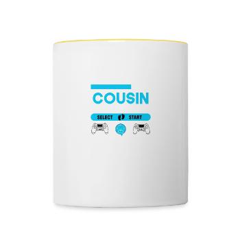 Futur Cousin Gamer Cadeau j'arrive cousin - Mug contrasté - blanc/jaune - Devant